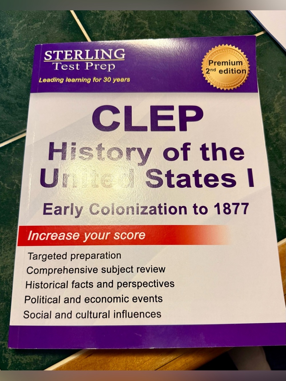 Sterling Test Prep CLEP History of the United States I - Purple/White/Red